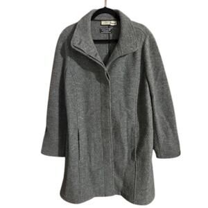 LL Bean Women's sz 1X Bellandi Italian Gray Boiled Wool Coat 295887